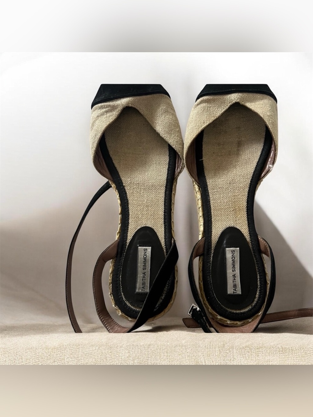 Tabitha Simmons Black and Tan Espadrilles
